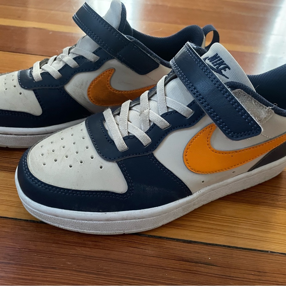 Nike Kids' White and Orange Sneakers court borough low recraft